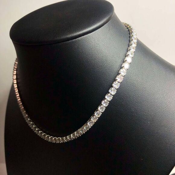 3522 Silvertone Stunning Round CZ Eternity necklace 14-16" - Picture 2 of 4